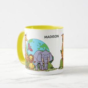 Caneca Nome Personalizado e Texto Terra com Animais