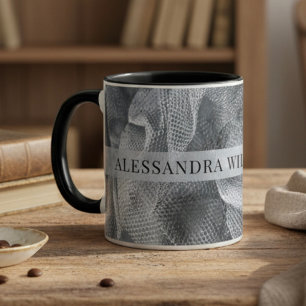 Caneca Nome Personalizado Elegante Túnel de Cinza Preto