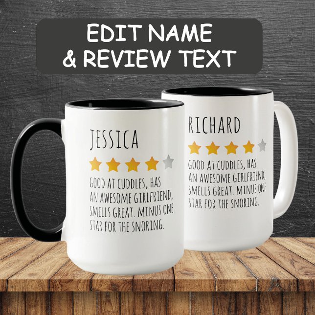 Caneca Nome personalizado engraçado 5 Star Review Mug par (Criador carregado)