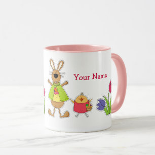 Caneca Nome Personalizado Engraçado Coelho da Páscoa Coel