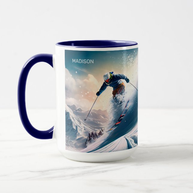 Caneca Nome Personalizado - esquiador Mountain (Esquerda)