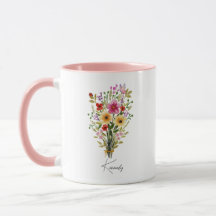 Nome Personalizado Flor Floral Rosa