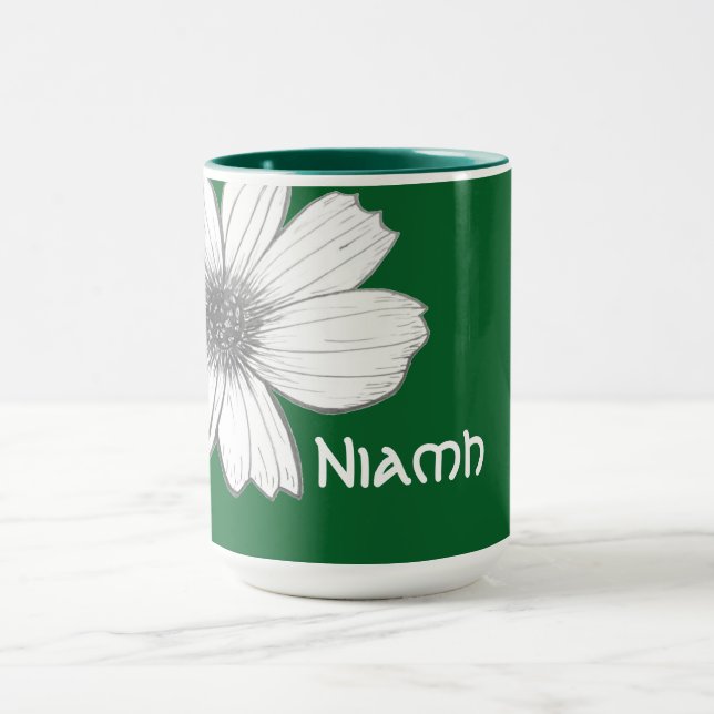 Caneca Nome Personalizado Floral verde profundo (Centro)
