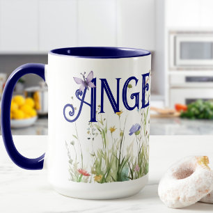 Caneca Nome personalizado Flores selvagens