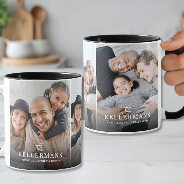 Caneca Nome Personalizado Foto de Família Simples (Personalized Name Simple Family Photo Mug)