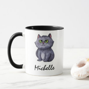 Caneca Nome Personalizado Gato de Gato Louco e Louco