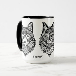 Caneca Nome Personalizado Gatos Ornamentais