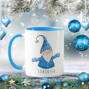 Caneca Nome Personalizado Gnomo Azul