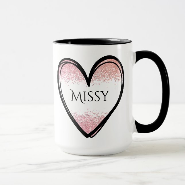 Caneca Nome personalizado Heart Mug, Nome personalizado C (Direita)