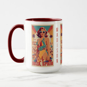 Caneca Nome Personalizado Ibiza, Poster de viagens de Esp