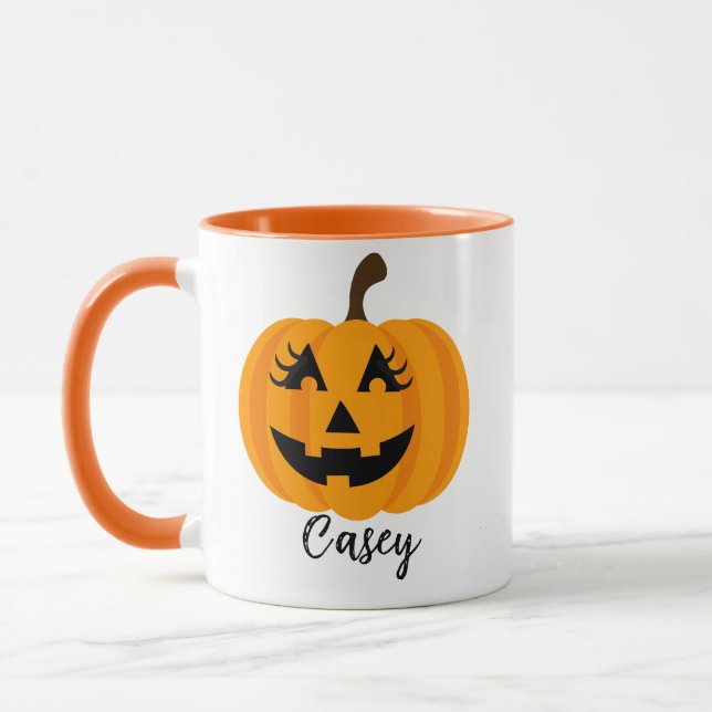Caneca Nome Personalizado Jack O' Lantern Feminino  (Esquerda)