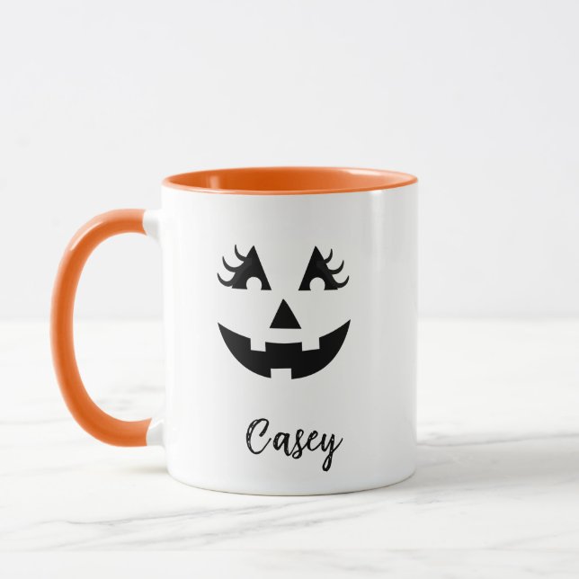 Caneca Nome Personalizado Jack O' Lantern Feminino  (Esquerda)