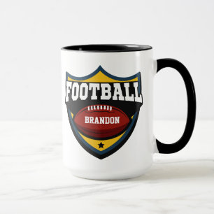 Caneca Nome personalizado Jogos do logotipo de futebol
