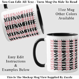 Caneca Nome Personalizado Longo Mensagem Oculta Rosa Pers