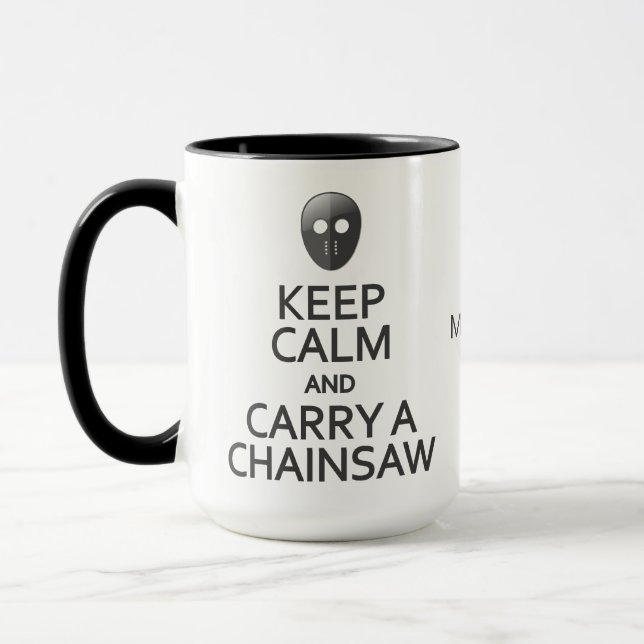Caneca Nome personalizado Manter Calmo e Carregar uma can (Esquerda)