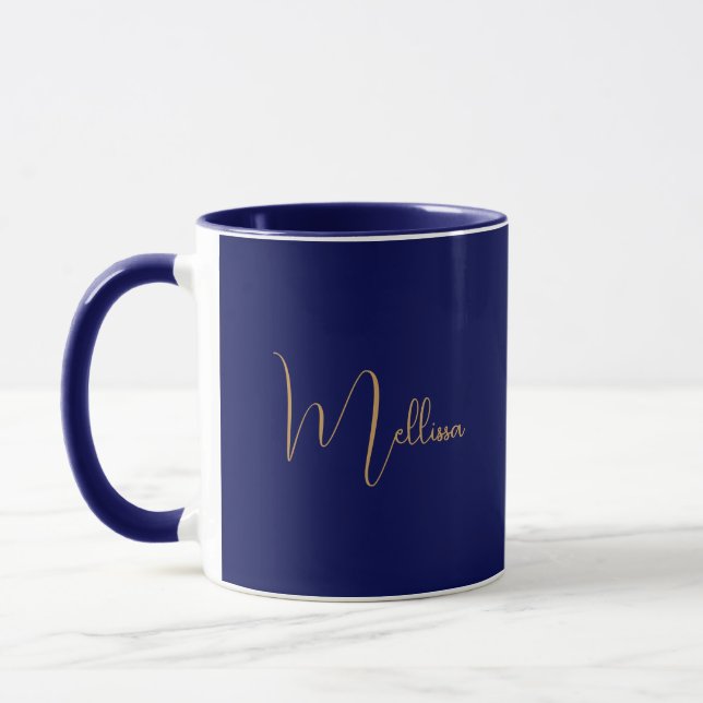 Caneca Nome personalizado minimalista azul  (Esquerda)