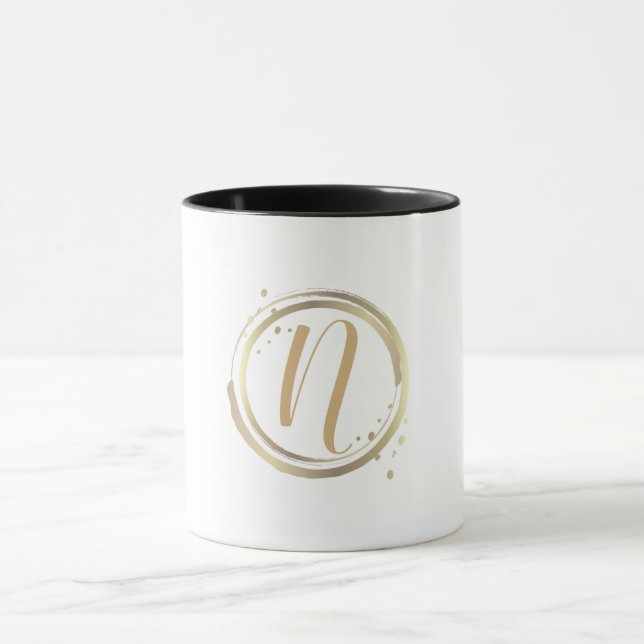 Caneca Nome Personalizado Mínimo do Dourado White Glam Mo (Centro)