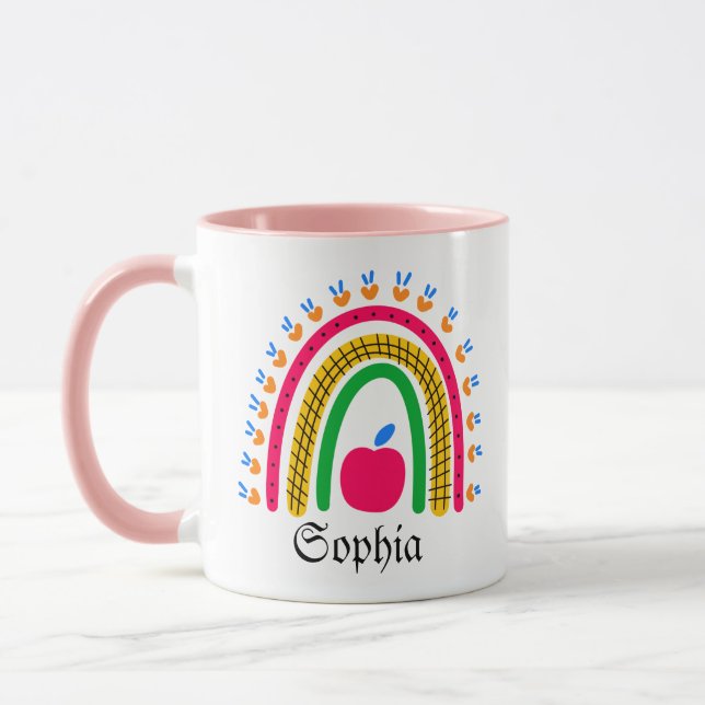 Caneca Nome Personalizado Moderno Com Rainbow (Esquerda)