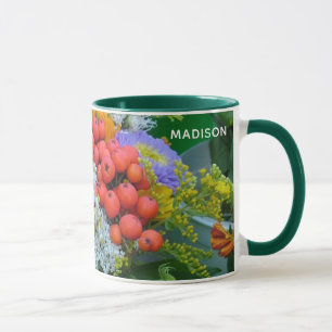 Caneca Nome personalizado Mudanças de flores - escolha e