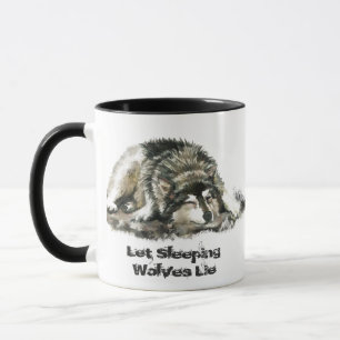 Caneca Nome personalizado ou Wolf de texto aquarela anima