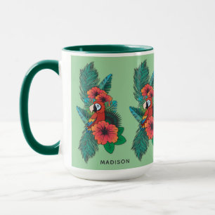 Caneca Nome personalizado Papagaio tropical