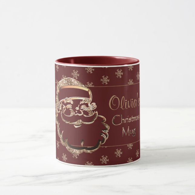 Caneca Nome Personalizado Papais noeis Grátis Maroon Verm (Centro)