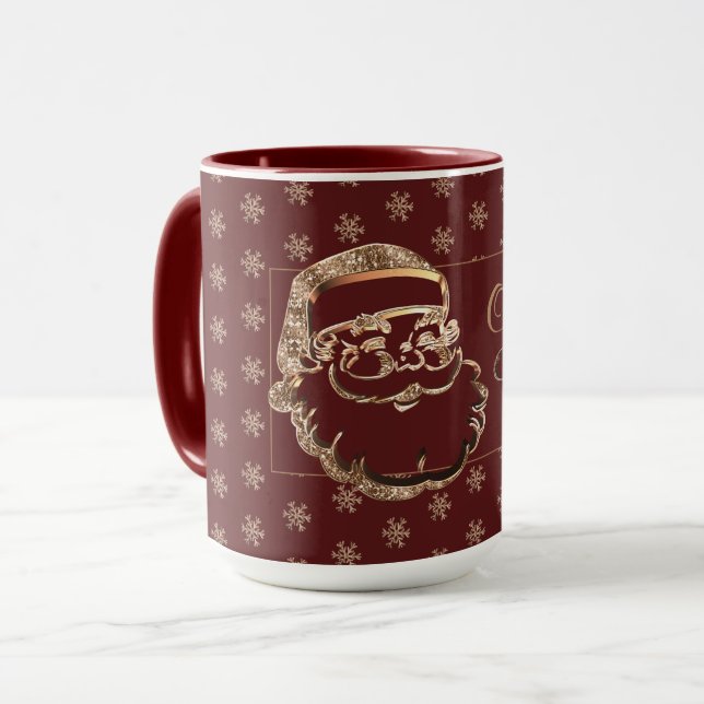 Caneca Nome Personalizado Papais noeis Grátis Maroon Verm (Frente Esquerda)