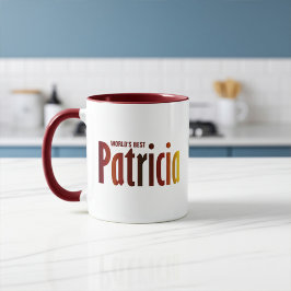 Caneca Nome personalizado "Patricia" em matizes vermelhos