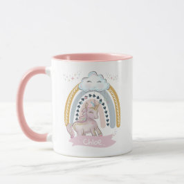 Caneca Nome Personalizado 🦄 Rainbow Unicorn Girl