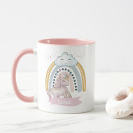 Caneca Nome Personalizado 🦄 Rainbow Unicorn Girl