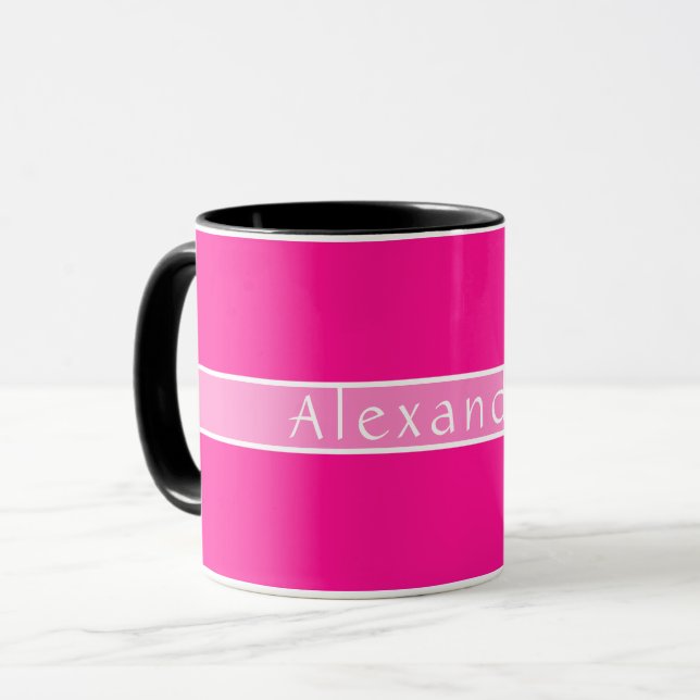 Caneca Nome Personalizado Rosa Quente (Frente Esquerda)