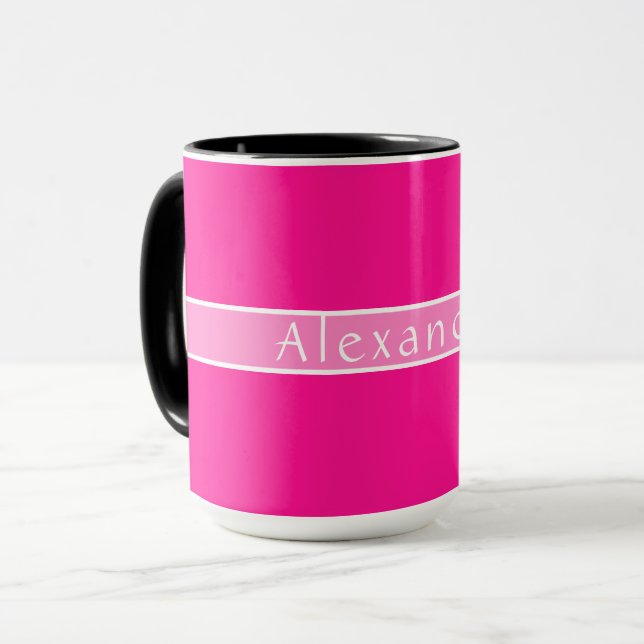 Caneca Nome Personalizado Rosa Quente e Rosa (Frente Esquerda)