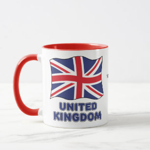 Caneca Nome Personalizado Sinalizador Reino Unido