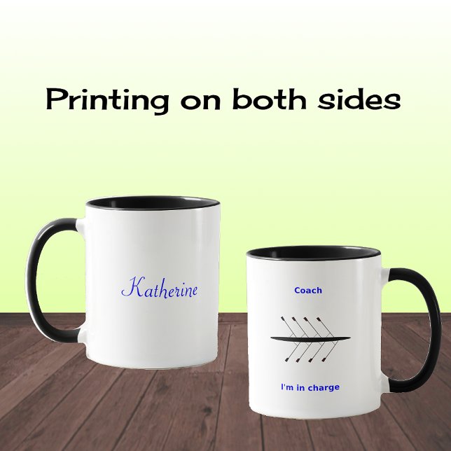 Caneca Nome personalizado treinador de reboque de 2 lados (Sample: combo mug, black option)