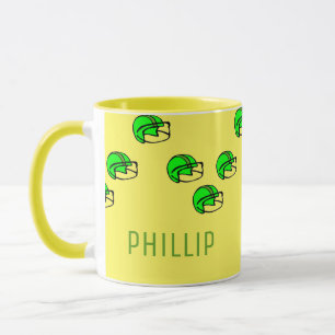 Caneca Nome personalizado verde capacete amarelo