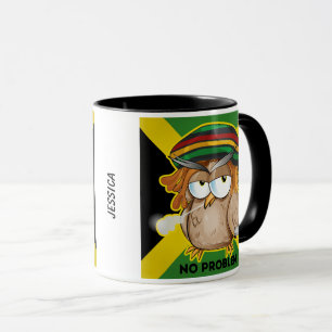 Caneca Nome Personalizável da Jamaica Funny Rasta Fumante