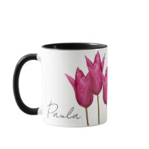 Nome personalizável Paula bonito tulipas cor-de-ro