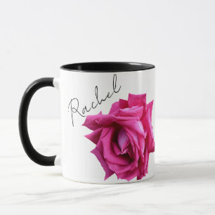 Caneca Nome personalizável Rachel rosa boho floral rosa r
