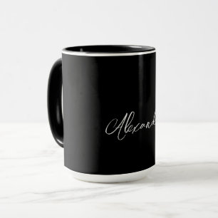 Caneca Nome Próprio Escrito Manuscrito Minimalista Preto