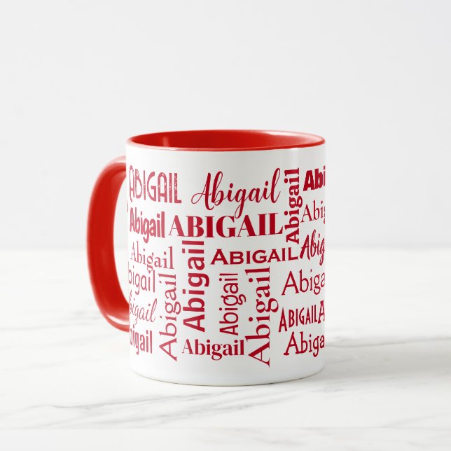 Caneca Nome Red ABIGAIL em Branco (Frente Esquerda)