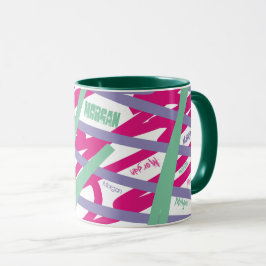 Caneca Nome tudo nas linhas cor-de-rosa Abstrato de Teto 