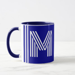 Caneca Nome Único & Inicial | Melhor Monograma Azul Marin
