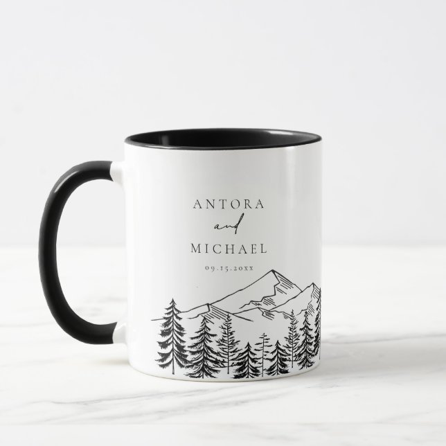 Caneca Nomes de Casamento de Montanhas Negras e Brancas d (Esquerda)
