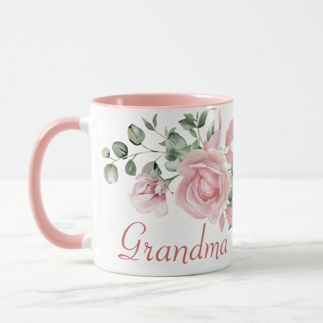 Caneca Nomes de Crianças Florais 4, Rosas Rosa Personaliz (Esquerda)
