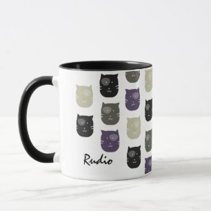 Caneca Nomes de Fotos de Rostos de Gatos Fofinhos de Esti