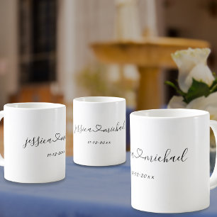 Caneca Nomes de recém-casados personalizados unidos por d