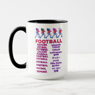 Caneca Nomes Multilíngues de Futebol Feminino Global Fã d