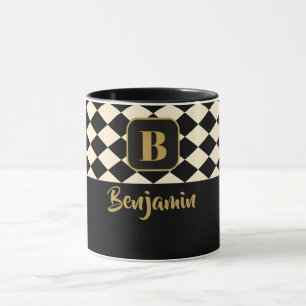 Caneca Nomes Personalizados do Duo Geo Black & Ivory Crea