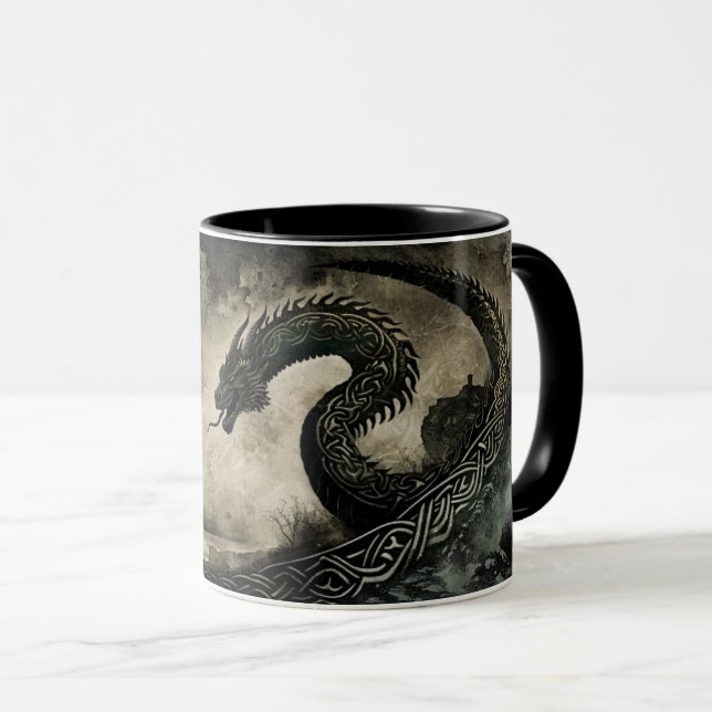 Caneca Norse Dragon Viking Samhain Halloween (Frente Esquerda)