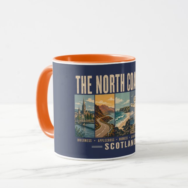Caneca North Coast 500 Scotland Landmarks Illustration (Frente Esquerda)